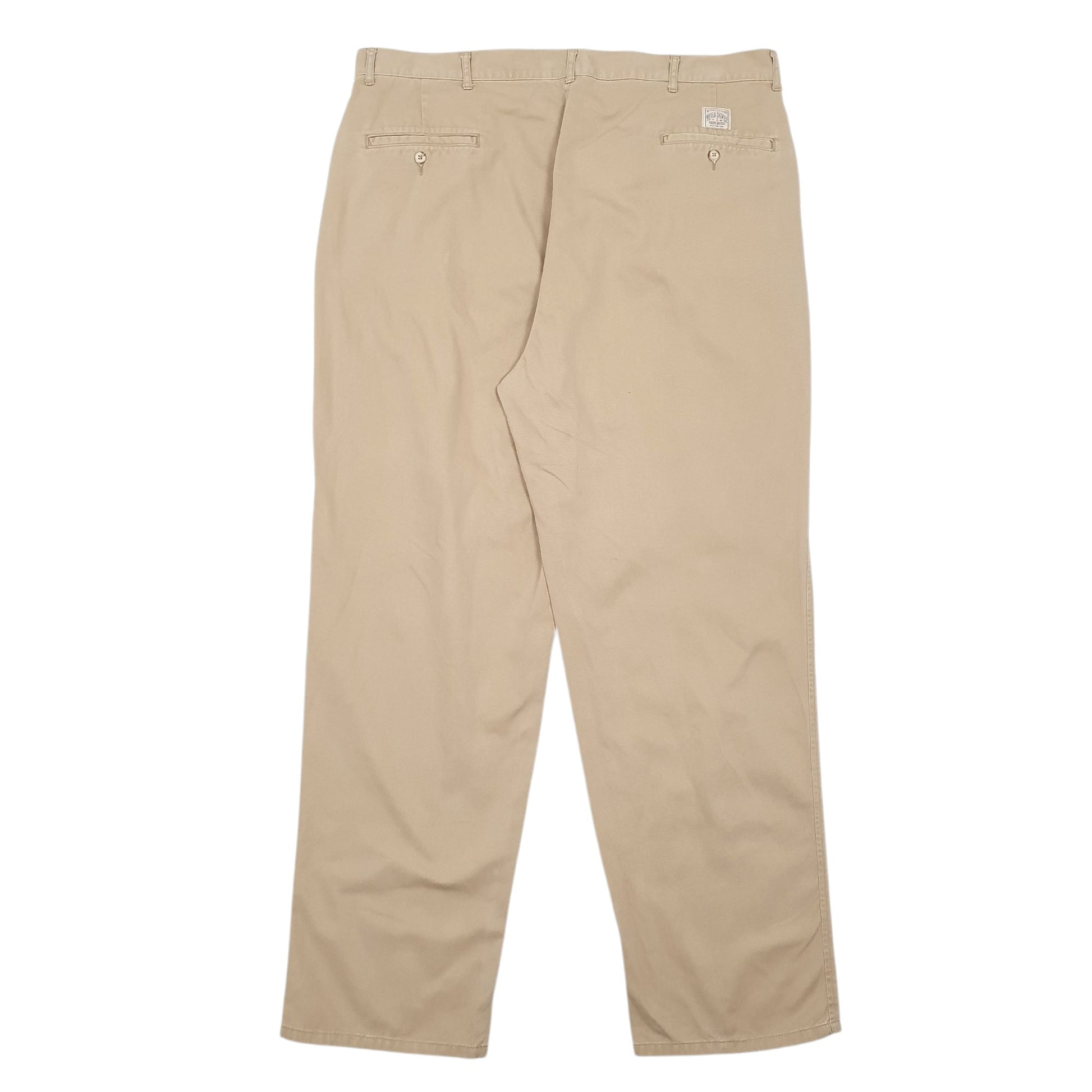 Mens Beige Polo Ralph Lauren Double Pleated Vintage 90s Quarter Zip Trousers