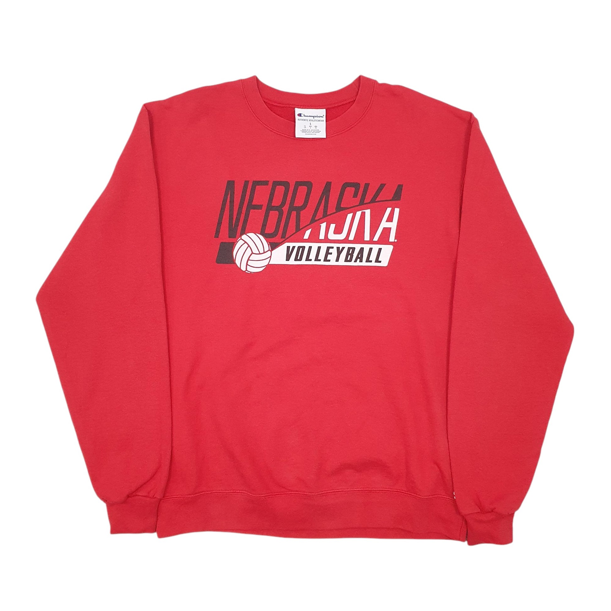 Mens Red Champion Nebraska Volleyball Crewneck Jumper