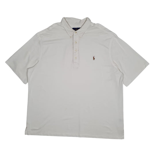 Mens White Polo Ralph Lauren Knit Oxford Short Sleeve Polo Shirt