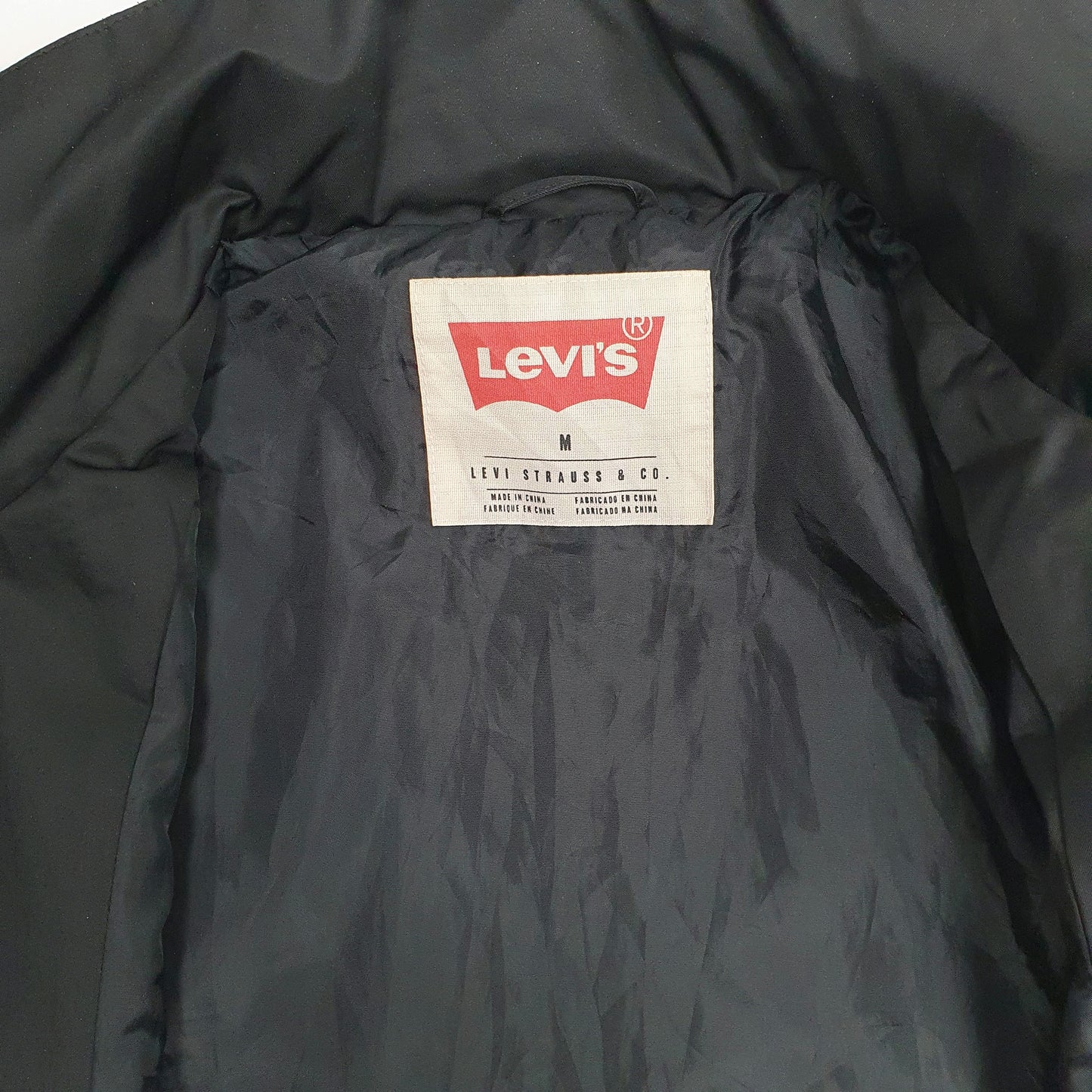 Mens Black Levis Hooded Bomber  Coat