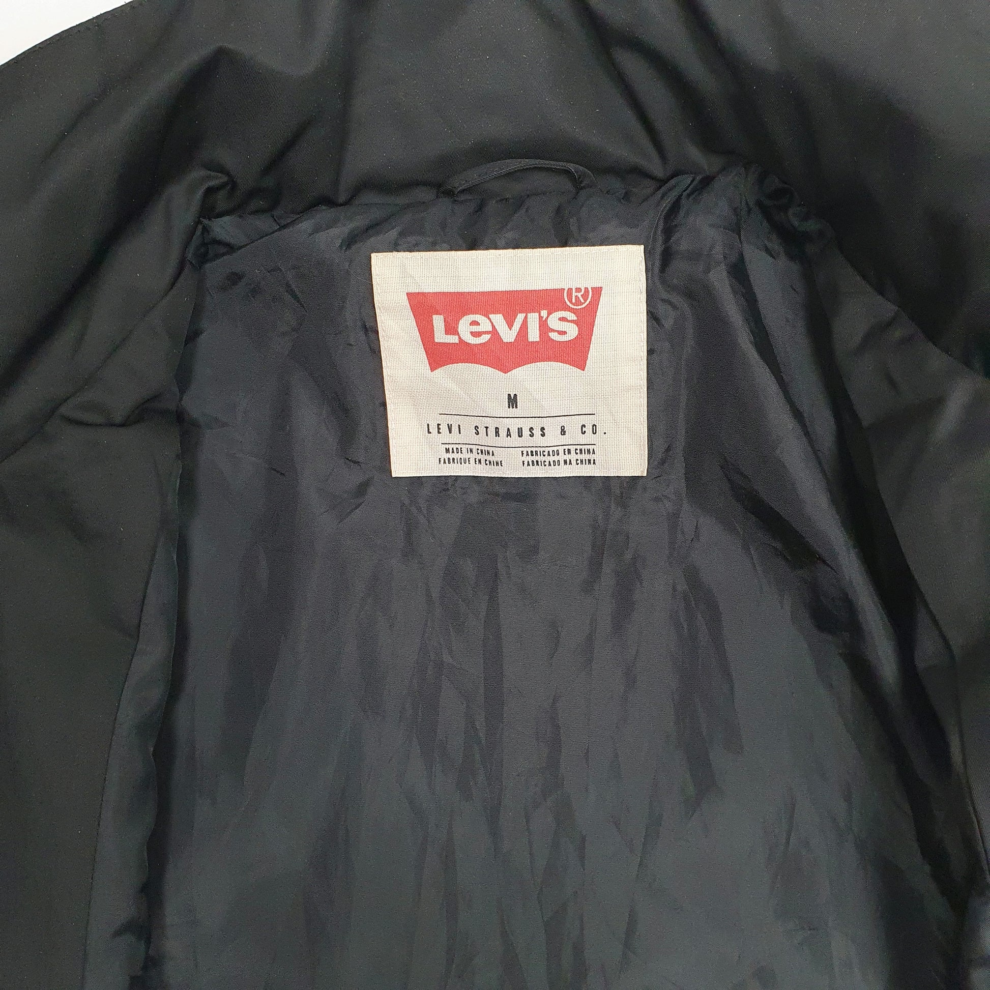Mens Black Levis Hooded Bomber  Coat