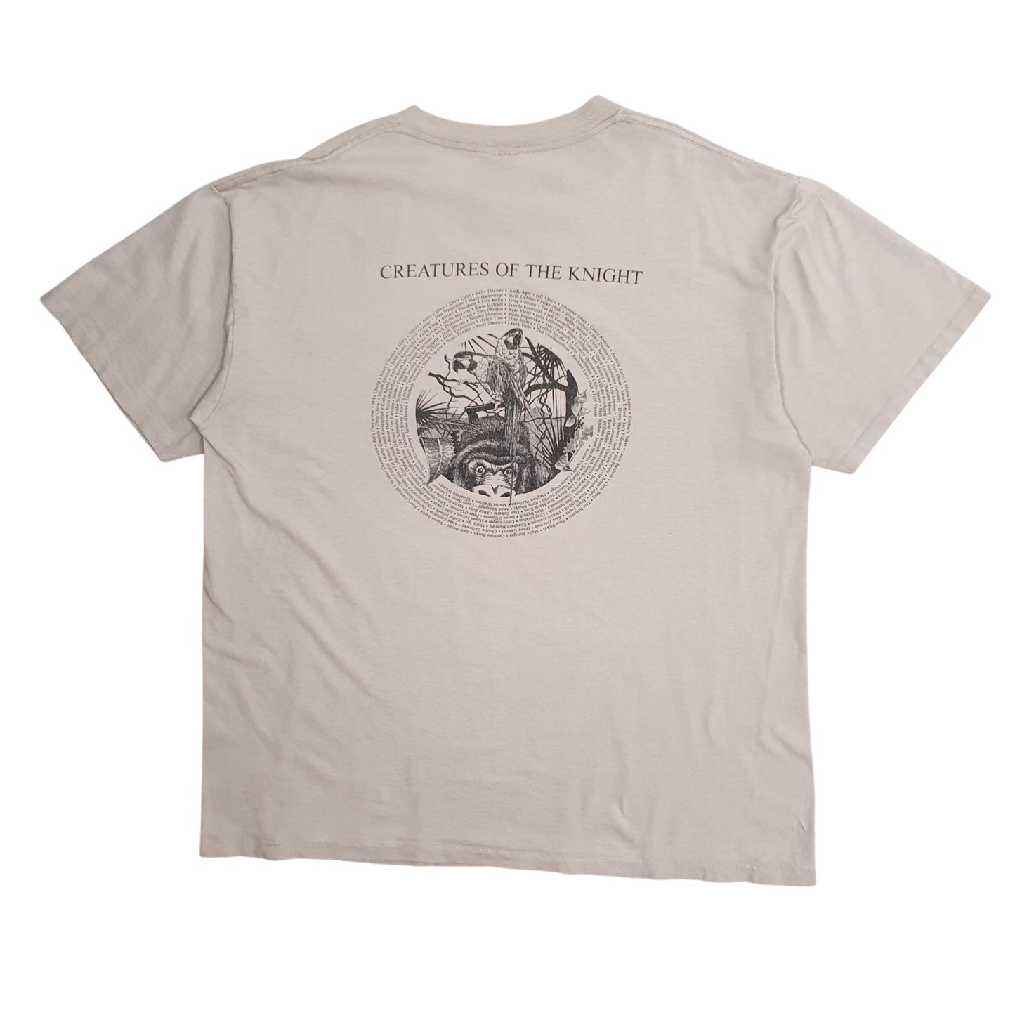 Mens Beige Oneita Single Stitch Vintage 90s  T Shirt