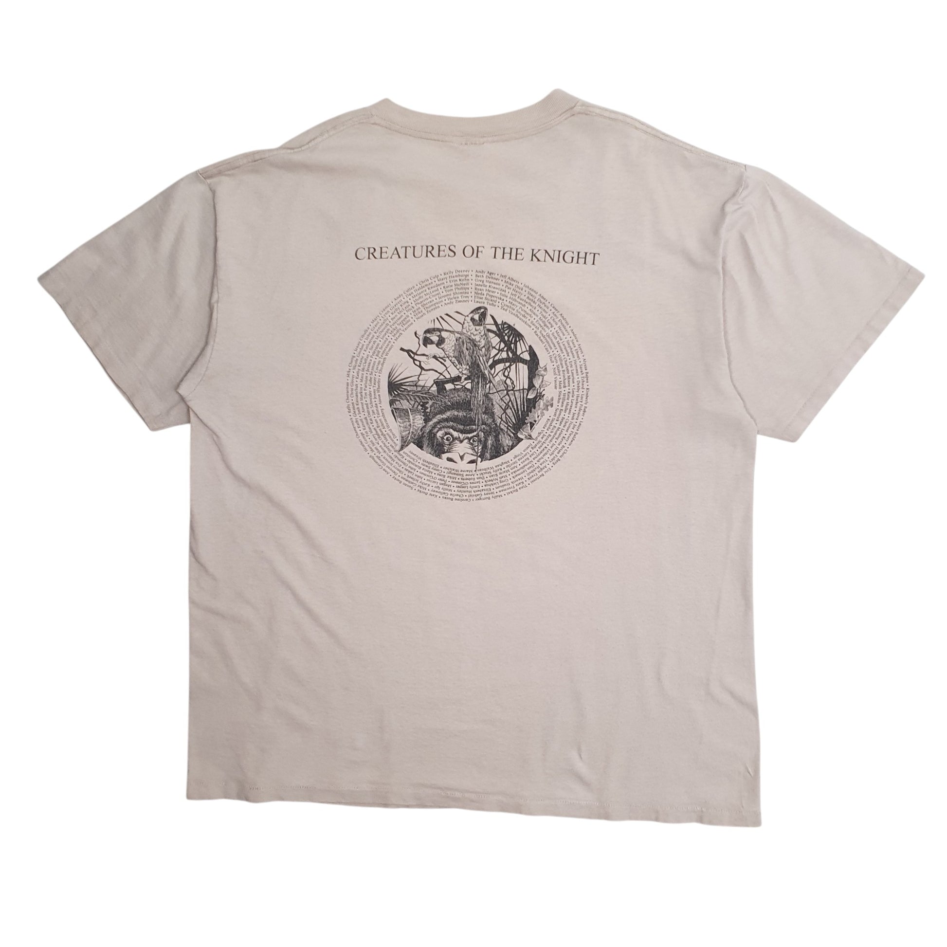 Mens Beige Oneita Single Stitch Vintage 90s  T Shirt