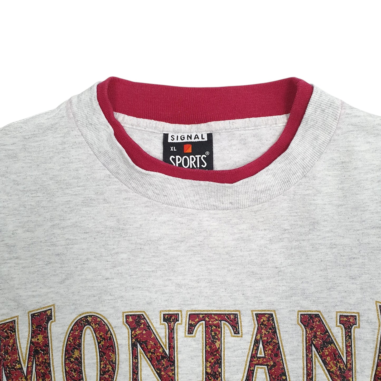 Mens Grey Signal Vintage 90s Made In USA Montana Full Zip T Shirt