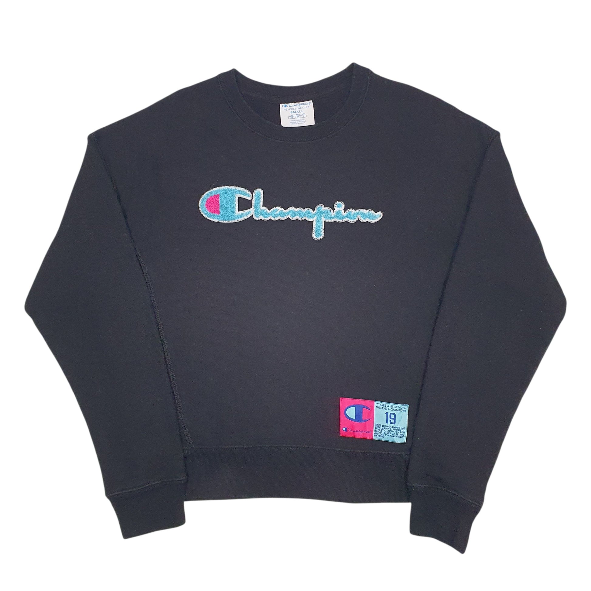 Womens Black Champion Reverse Weave Crewneck Jumper