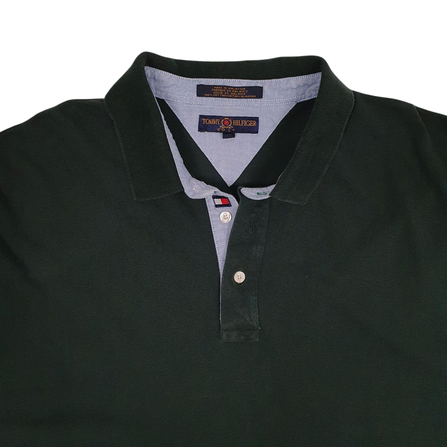 Mens Green Tommy Hilfiger Vintage 90s Golf Crewneck Polo Shirt