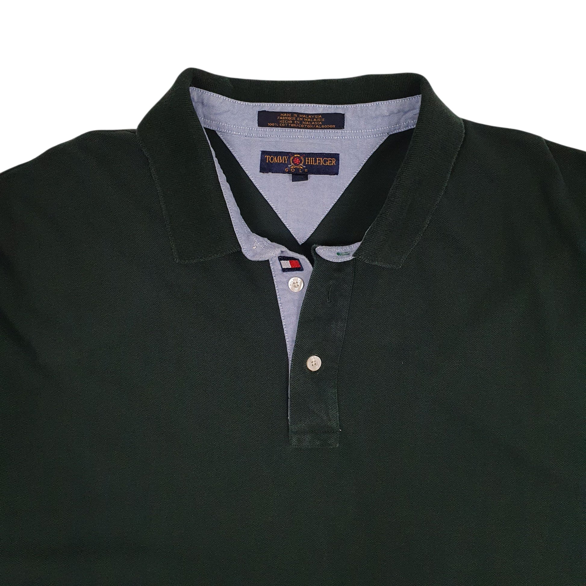 Mens Green Tommy Hilfiger Vintage 90s Golf Crewneck Polo Shirt