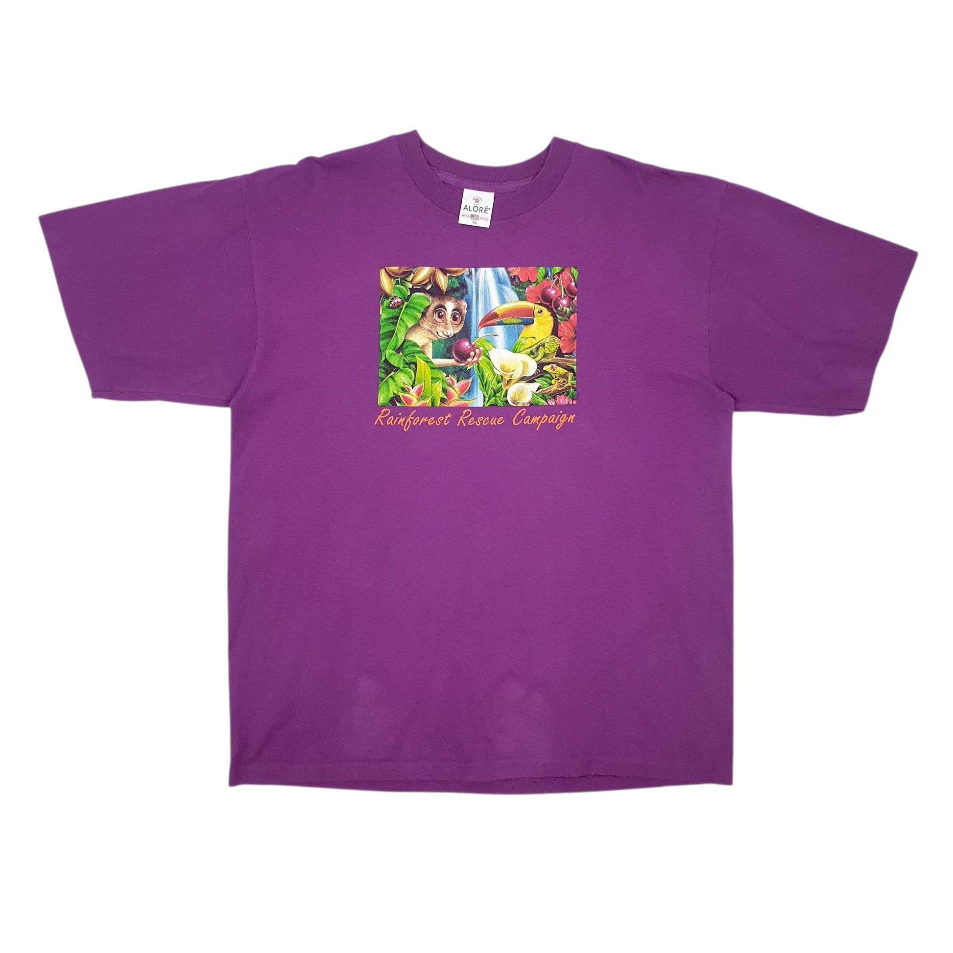 Mens Purple Alore Single Stitch Vintage 90s Short Sleeve T Shirt