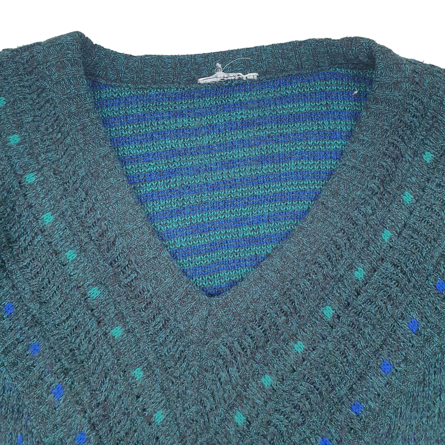 Mens Green Unbranded Knit V Neck Jumper