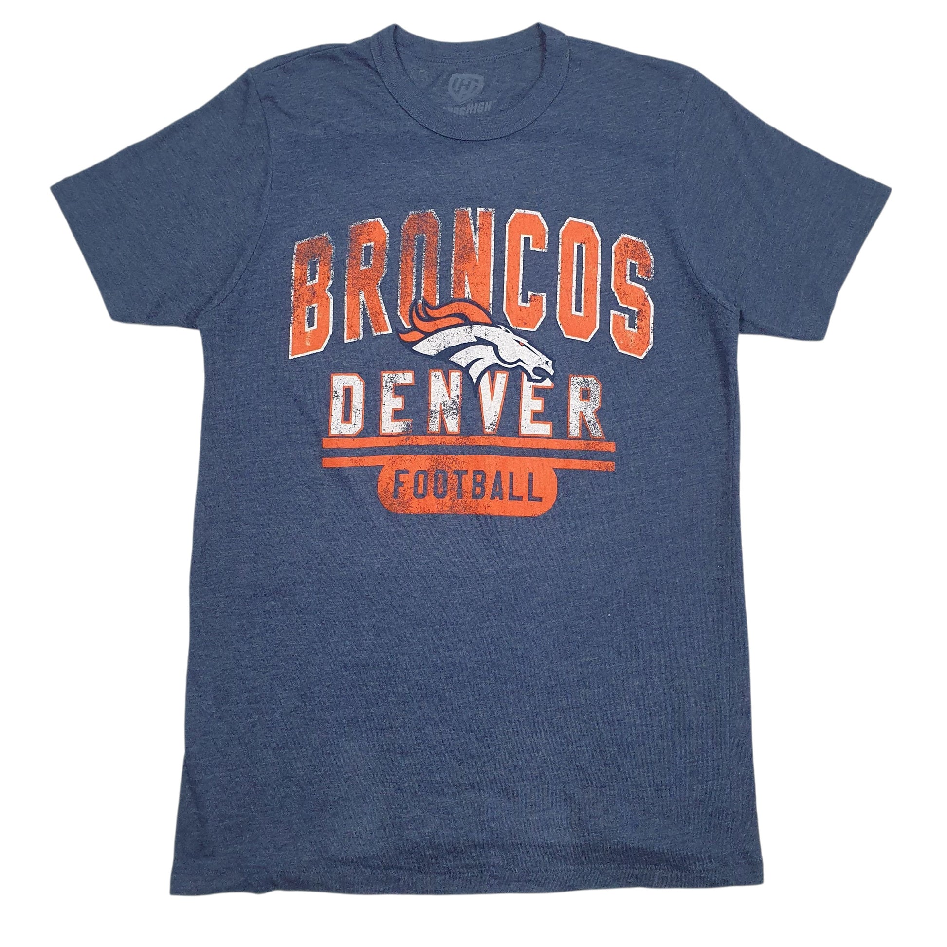 Mens Blue Hands High NFL Denver Broncos Short Sleeve T Shirt
