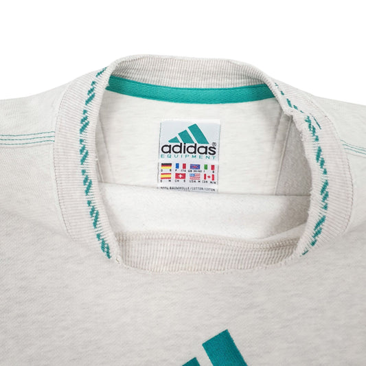 Mens Grey Adidas Equipment Vintage 90s Spellout Crewneck Jumper