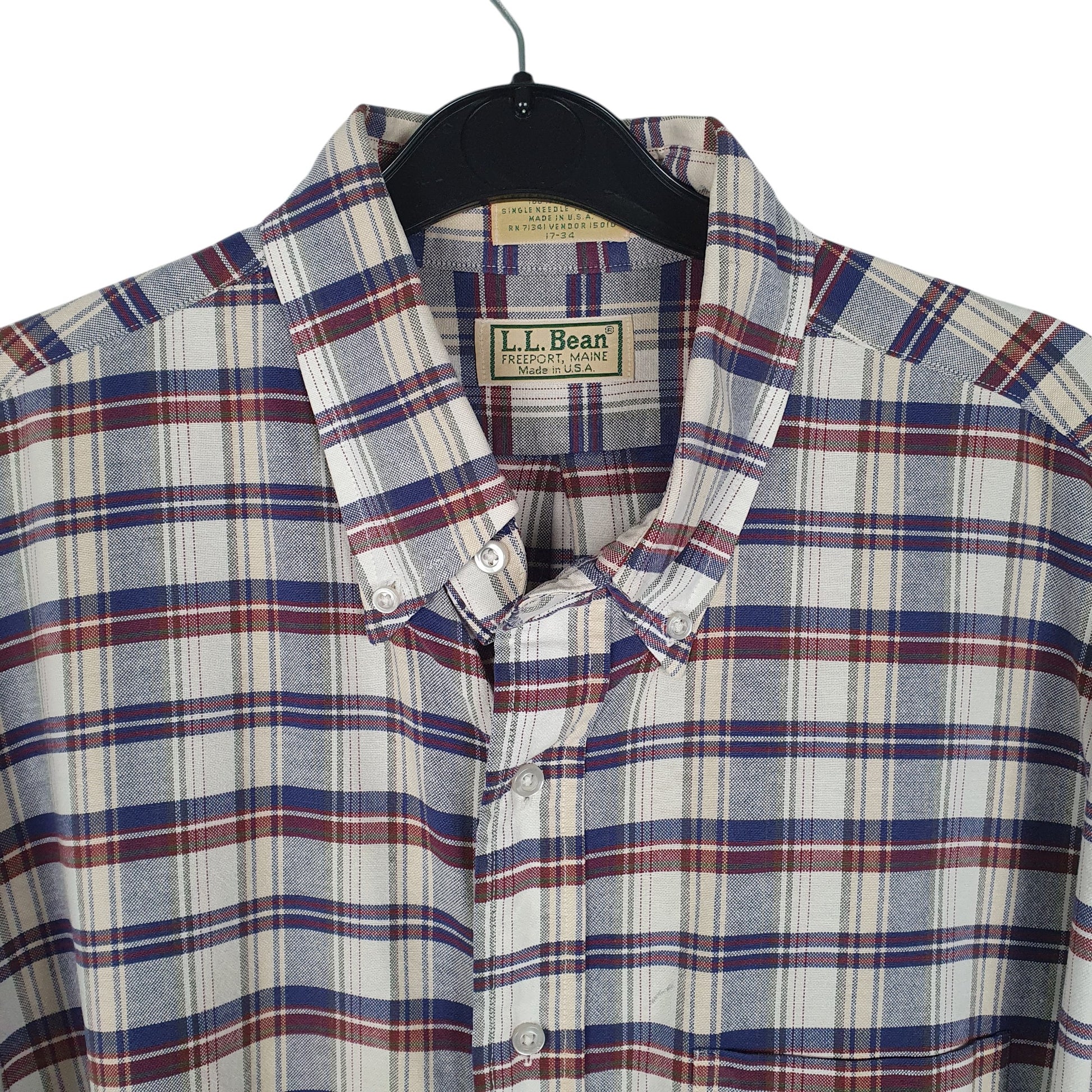 Mens Blue L.L.Bean Vintage 80s Made In USA  Shirt