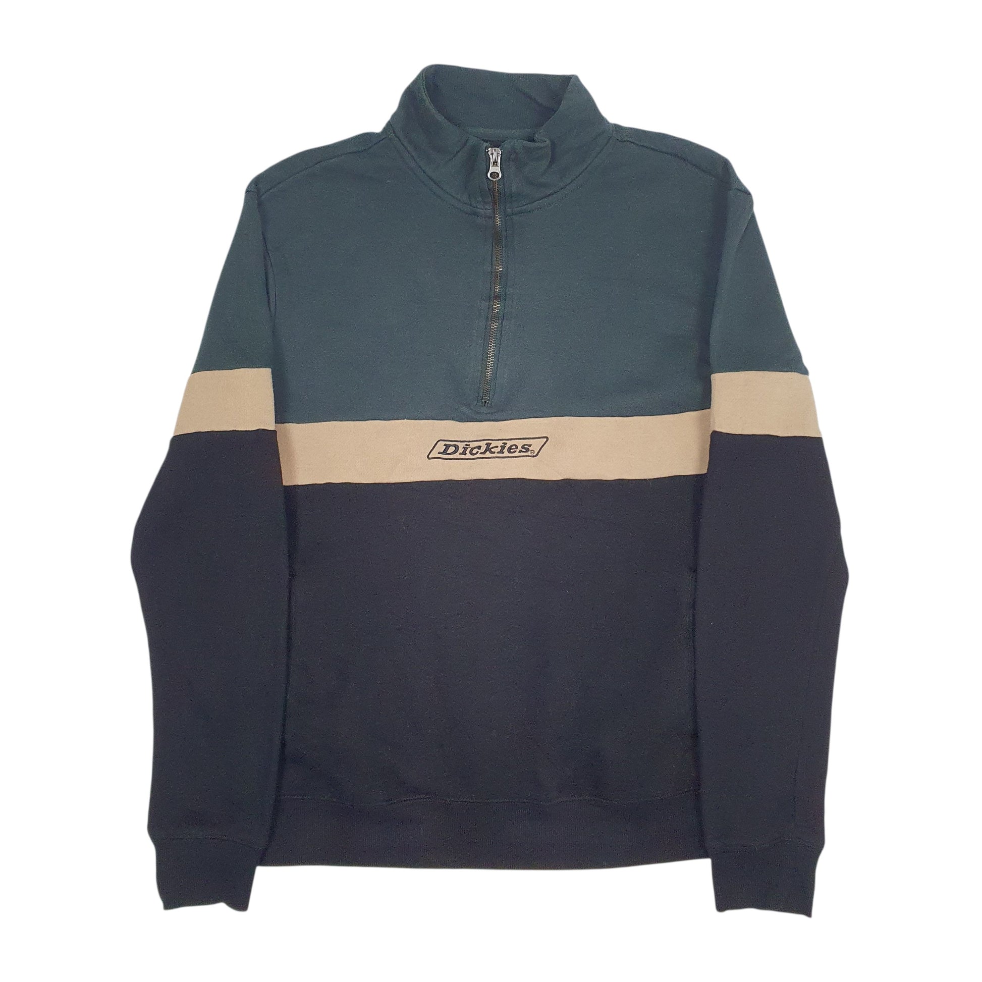 Mens Green Dickies Spellout Quarter Zip Jumper