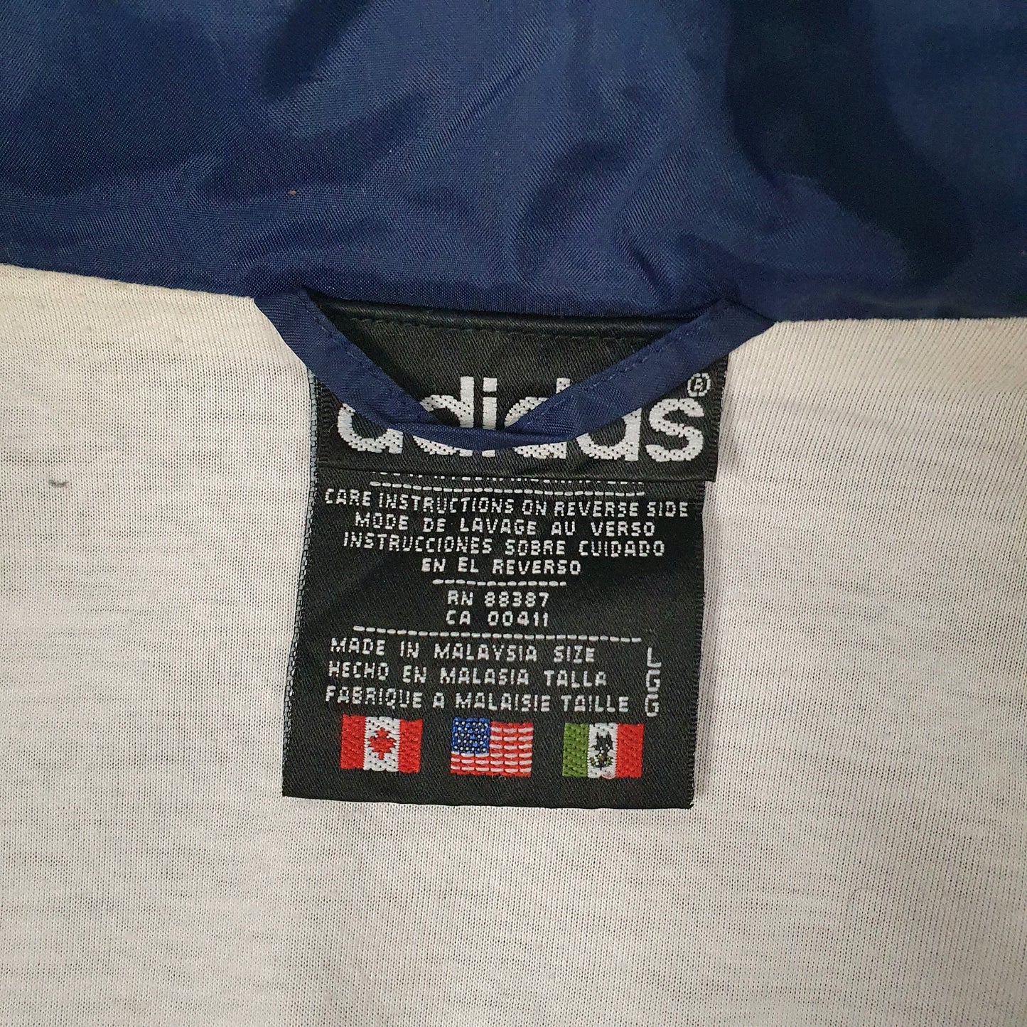 Mens Navy Adidas Vintage 90s Hoodie Coat