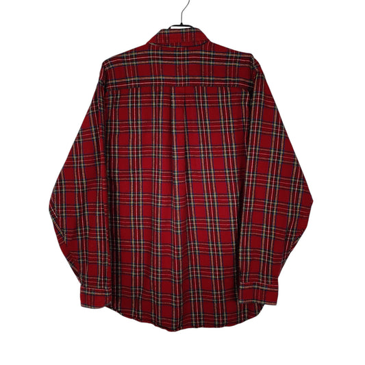 Mens Red L.L.Bean Thick Plannel Plaid  Shirt