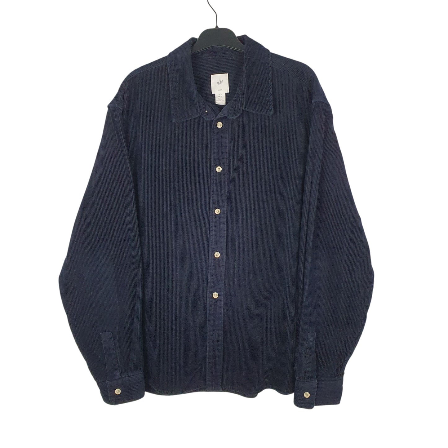 Mens Navy H&M Corduroy Long Sleeve Shirt