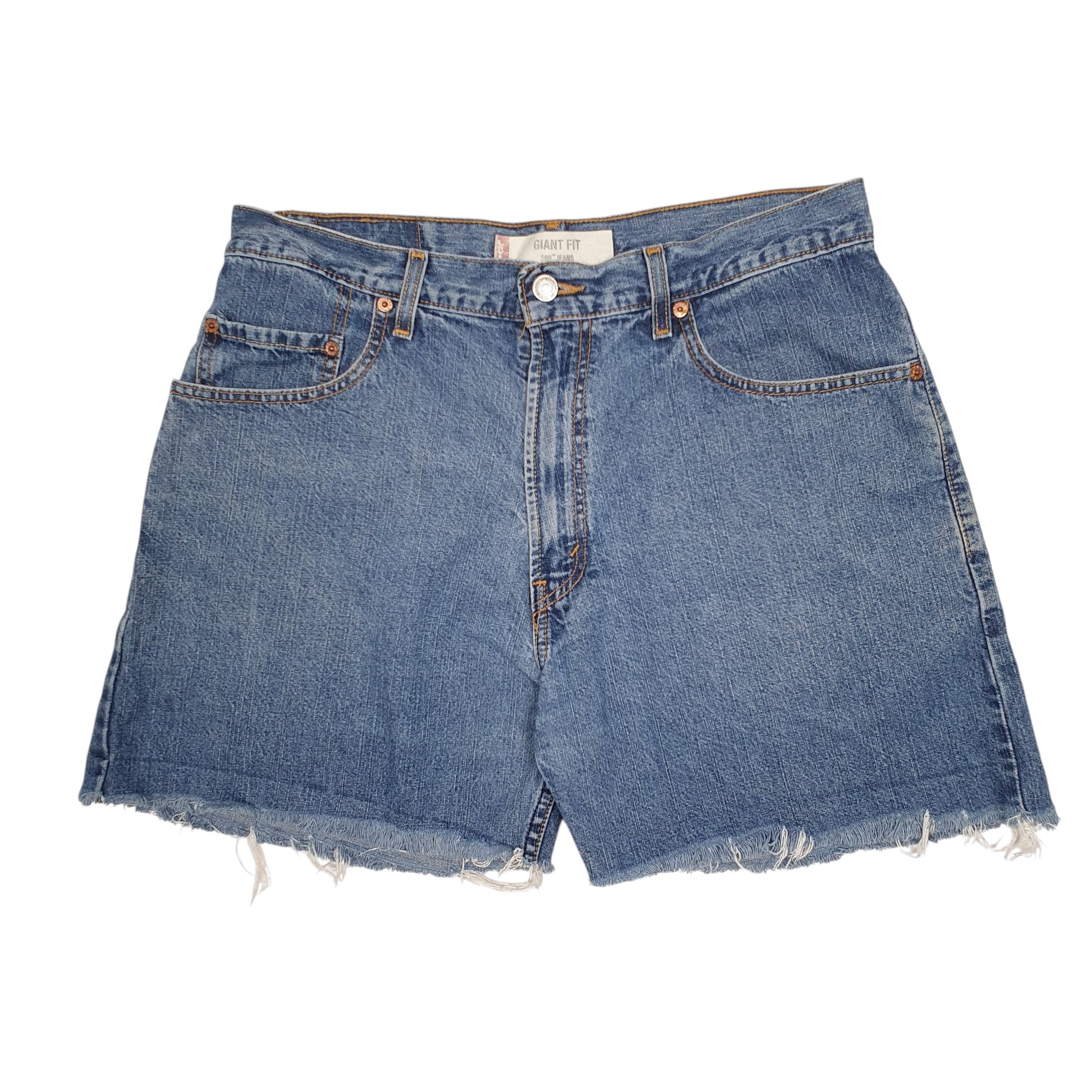 Mens Blue Levis 599 Baggy Cut Offs Denim Shorts