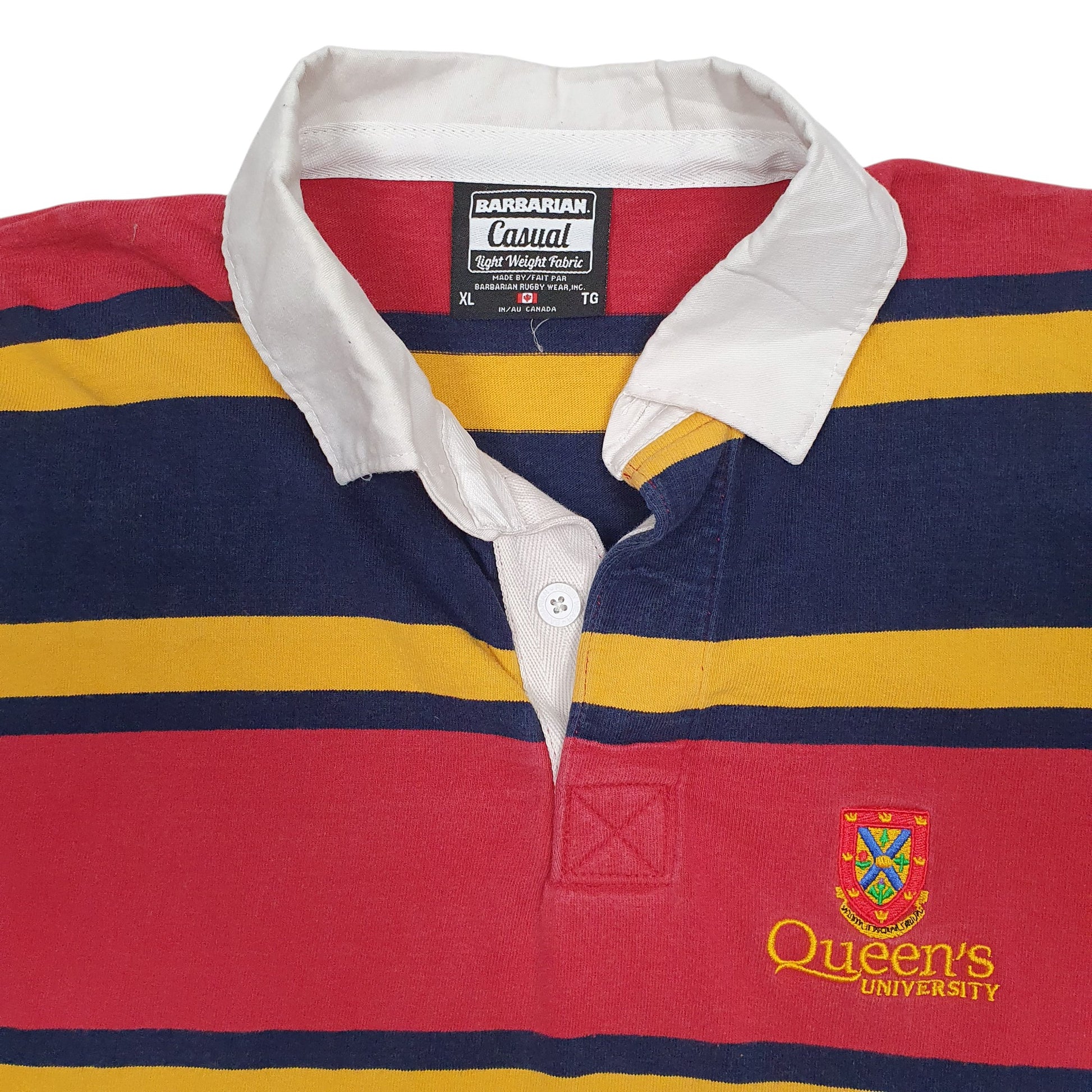 Mens Red Barbarian Rugby Queens University Hoodie Polo Shirt