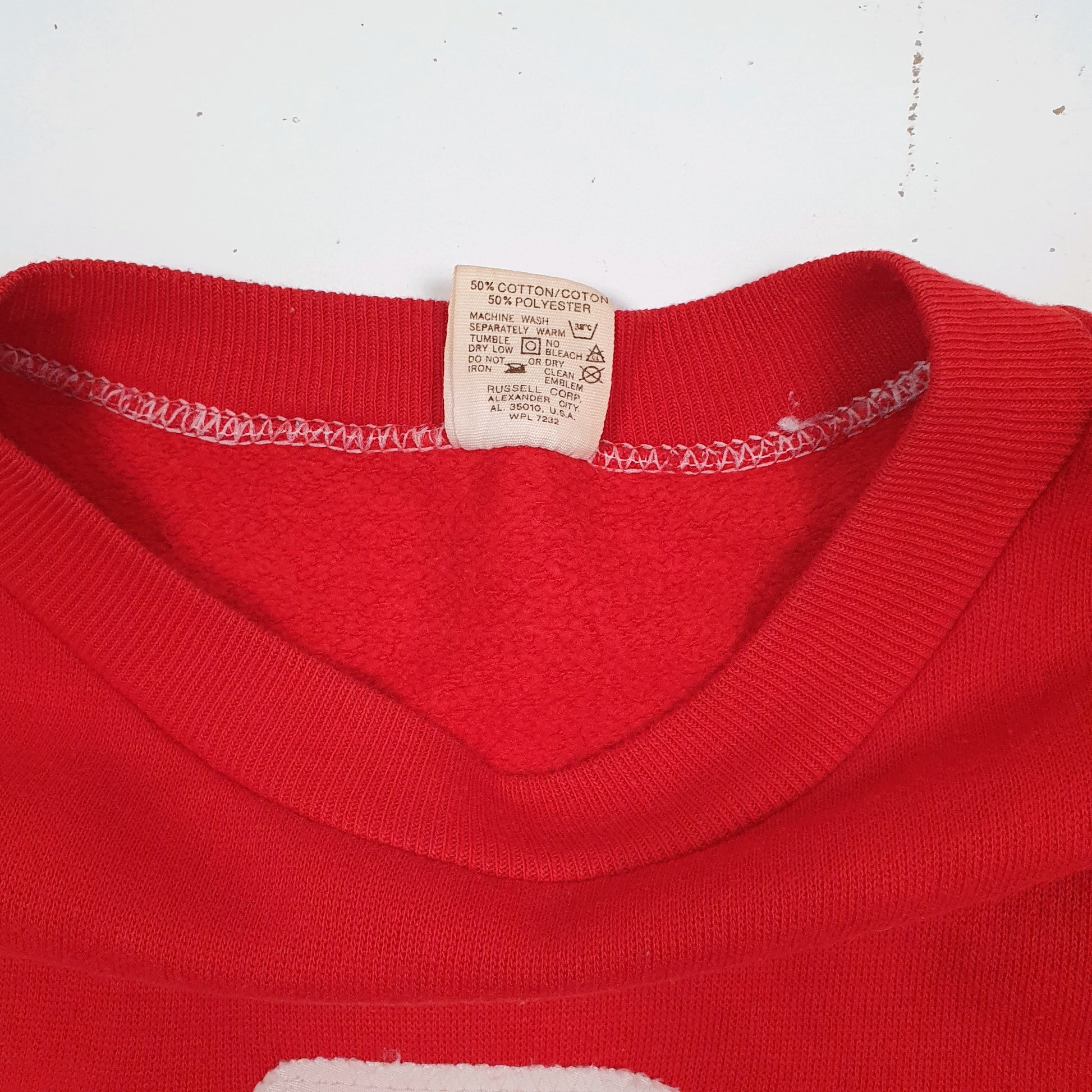 Mens Red Russell Athletic Vintage 1970s Made In USA College Sorority Crewneck Jumper