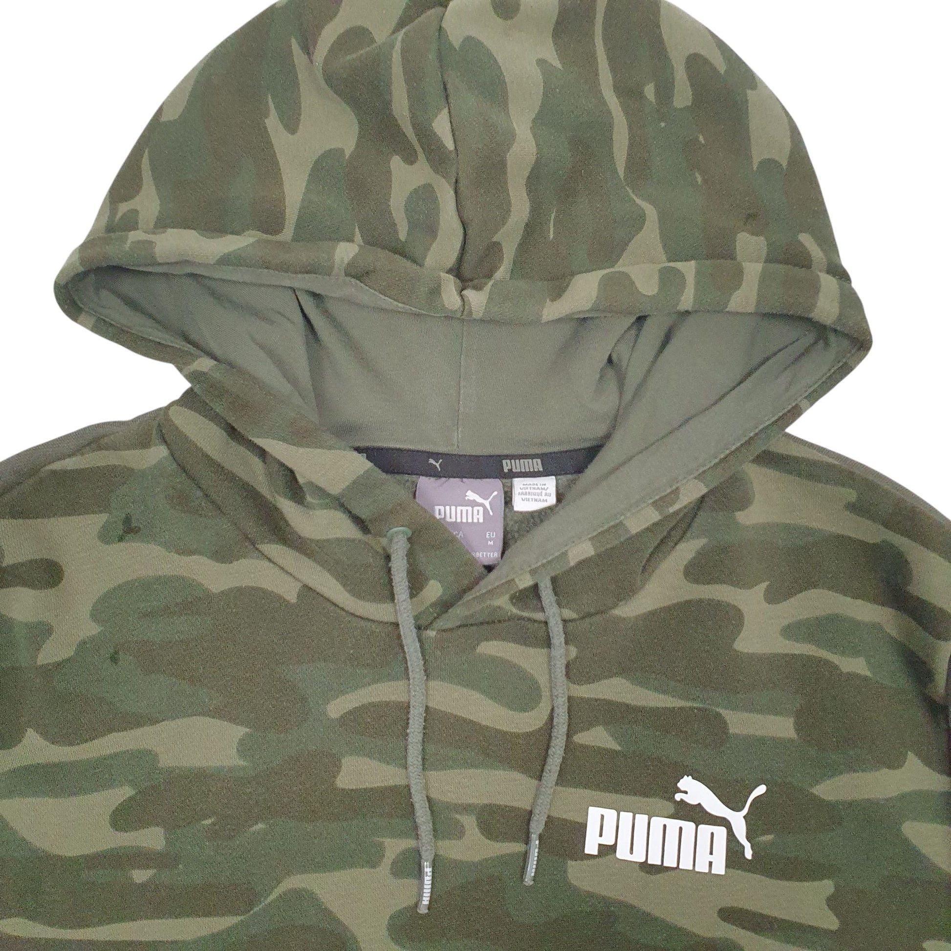 Mens Green Puma Camo Hoodie Jumper