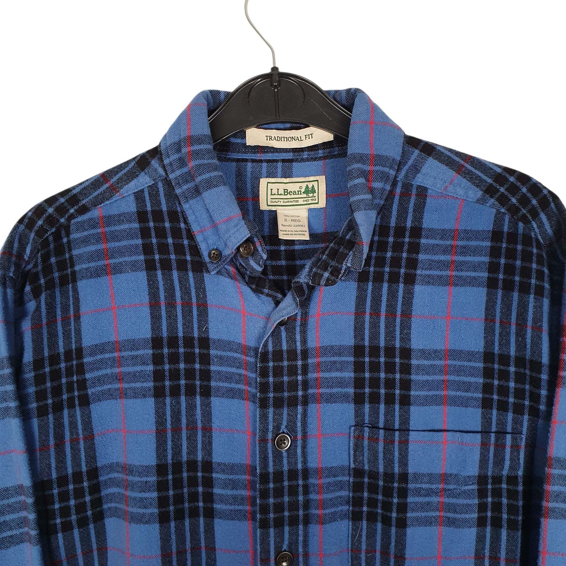 Mens Blue L.L.Bean Thick Flannel Plaid  Shirt