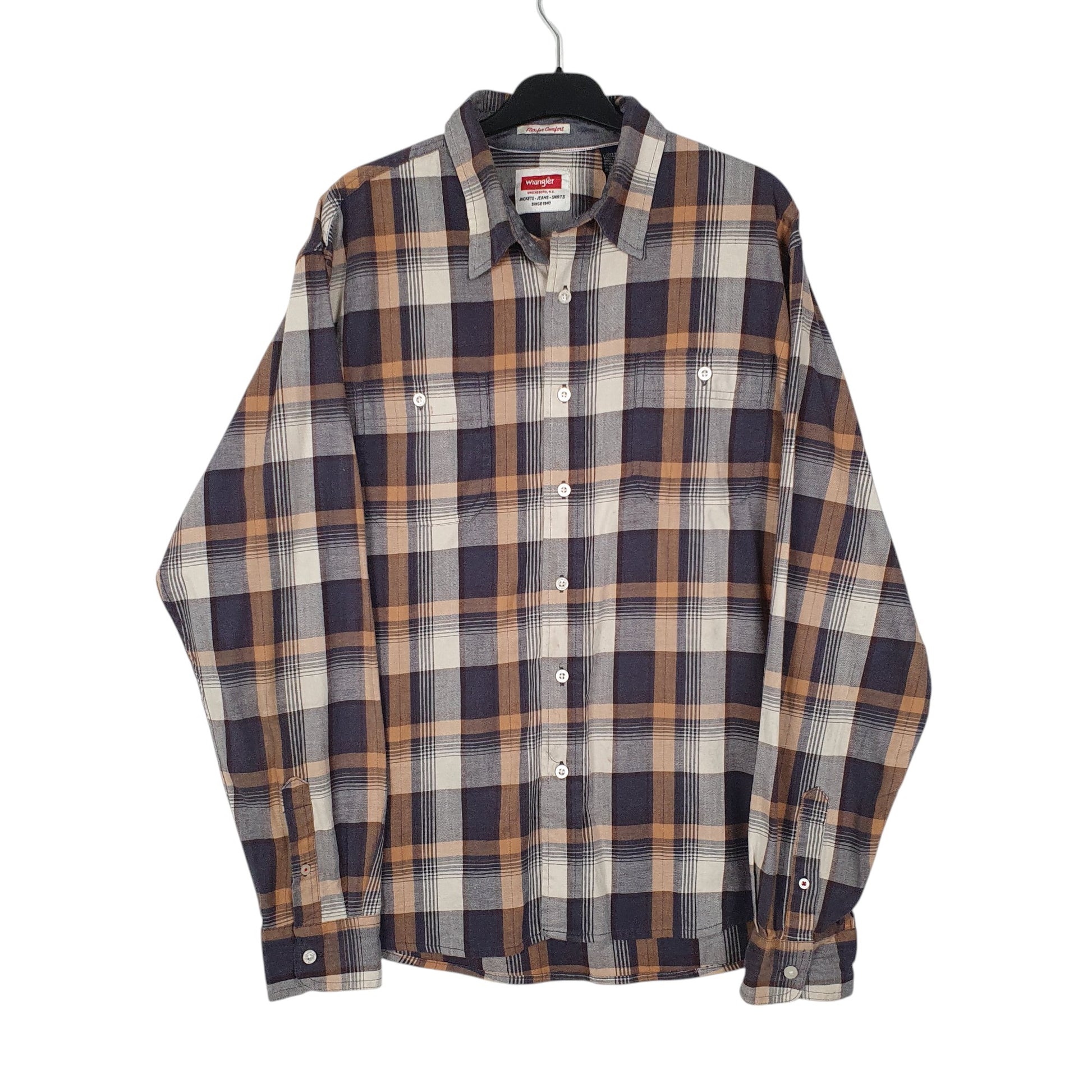 Mens Navy Wrangler Comfort Long Sleeve Shirt