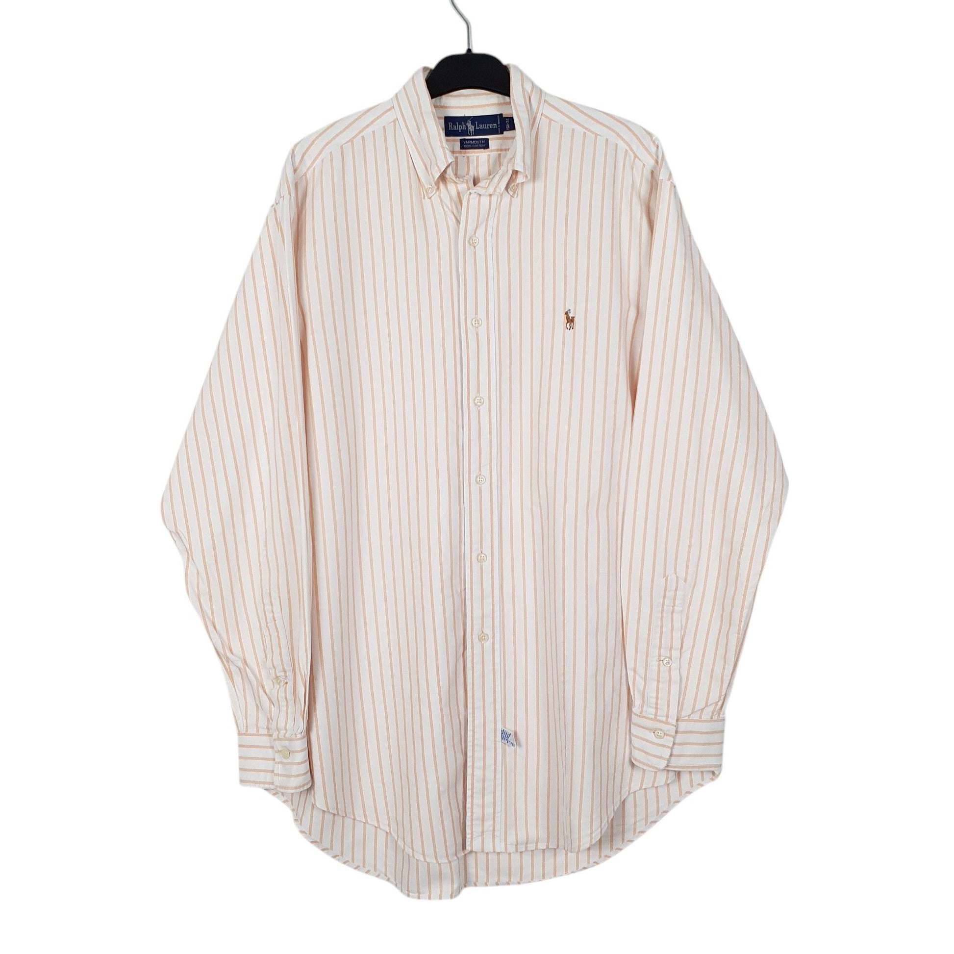 Mens Orange Ralph Lauren Vintage 90s Long Sleeve Shirt