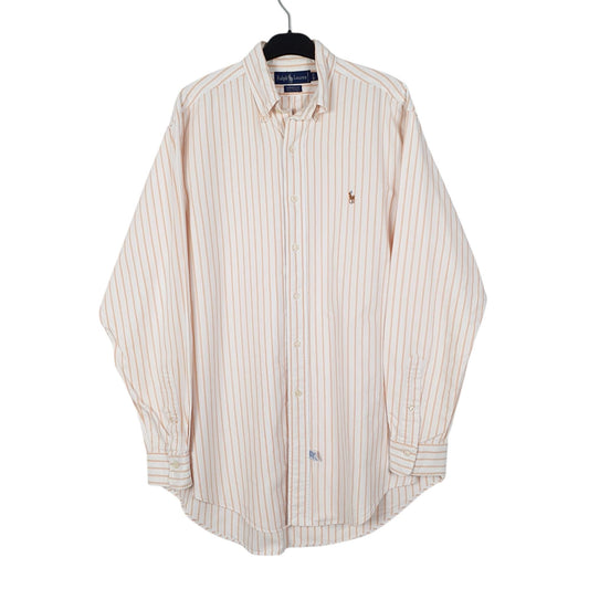 Mens Orange Ralph Lauren Vintage 90s Long Sleeve Shirt