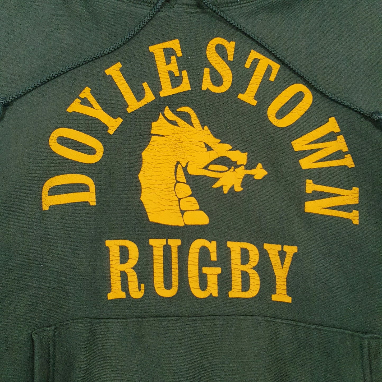 Mens Green Champion Reverse Weave Doylestown Rugby Hoodie Jumper