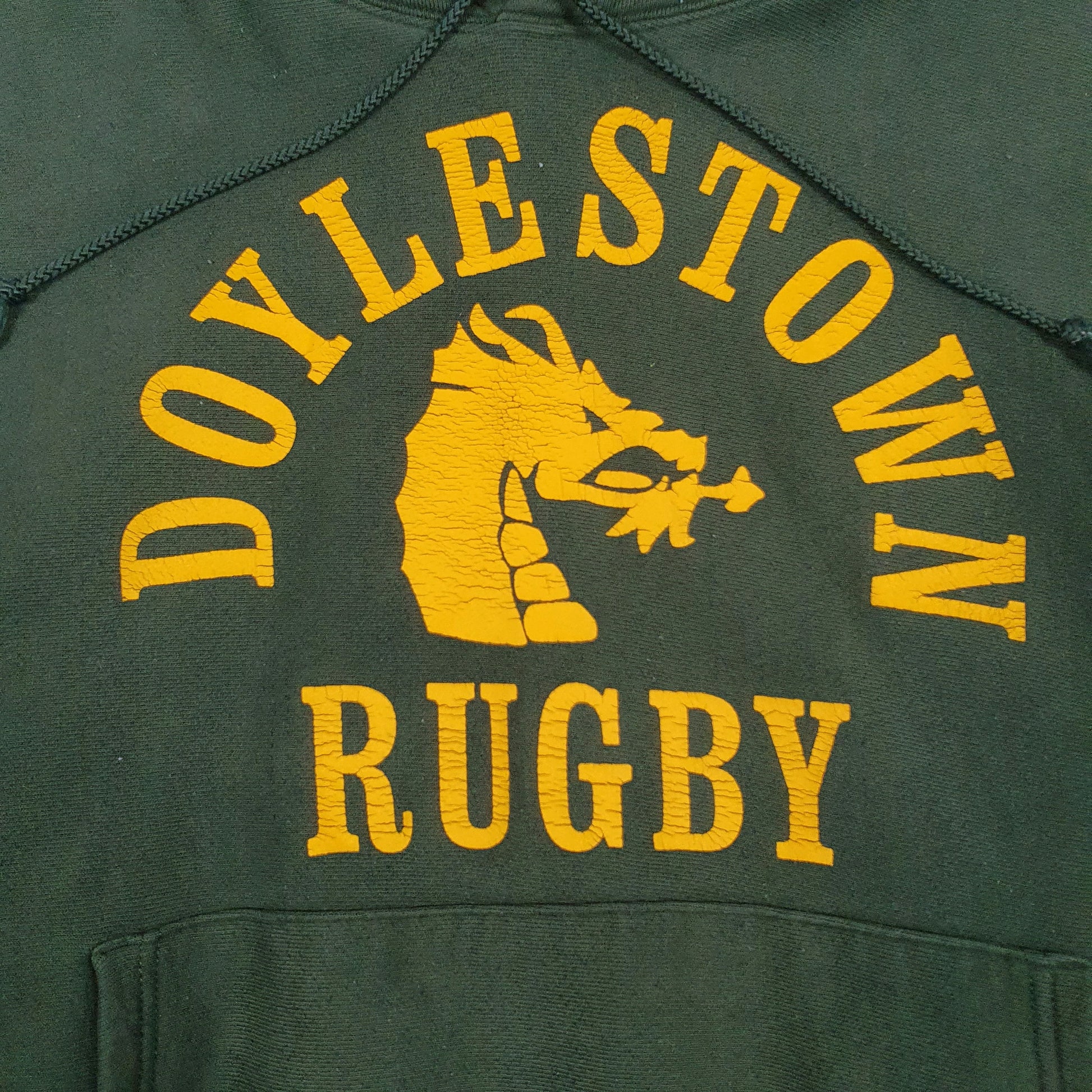 Mens Green Champion Reverse Weave Doylestown Rugby Hoodie Jumper