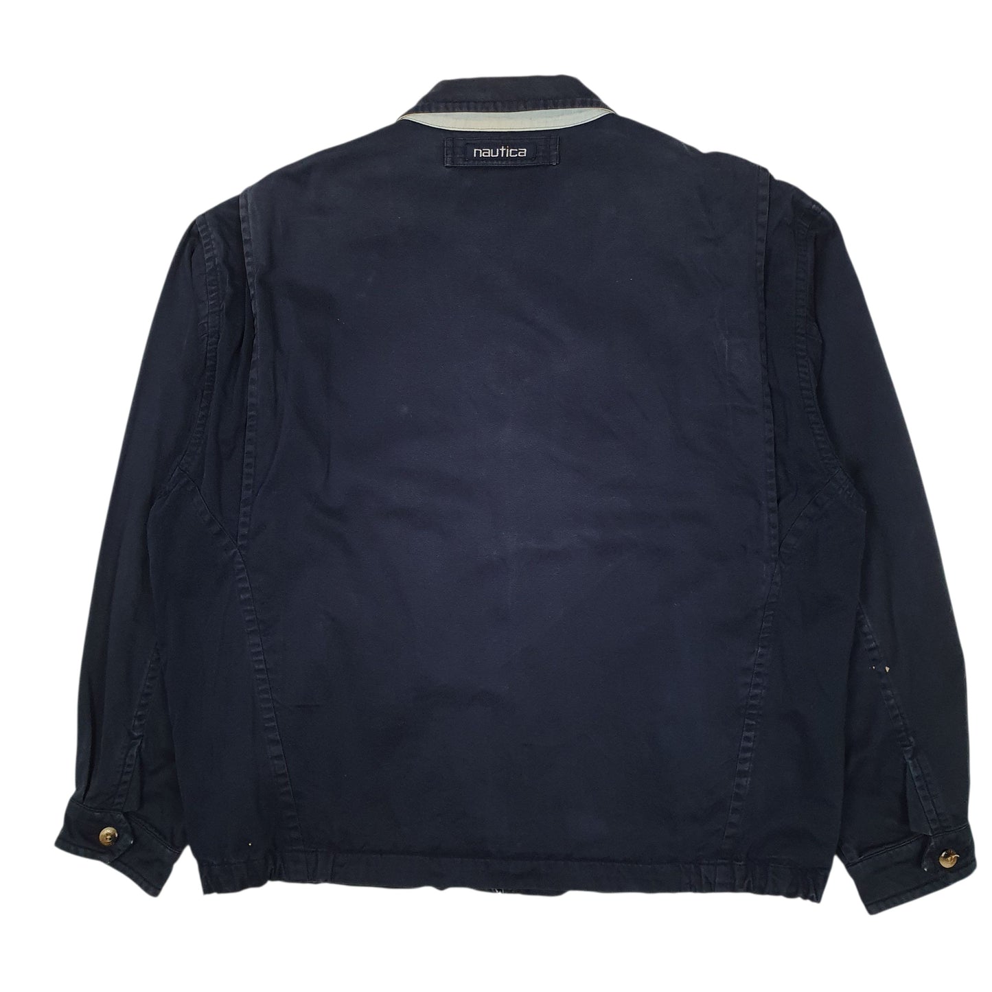 Mens Navy Nautica Vintage 90s Bomber Windbreaker Crewneck Coat