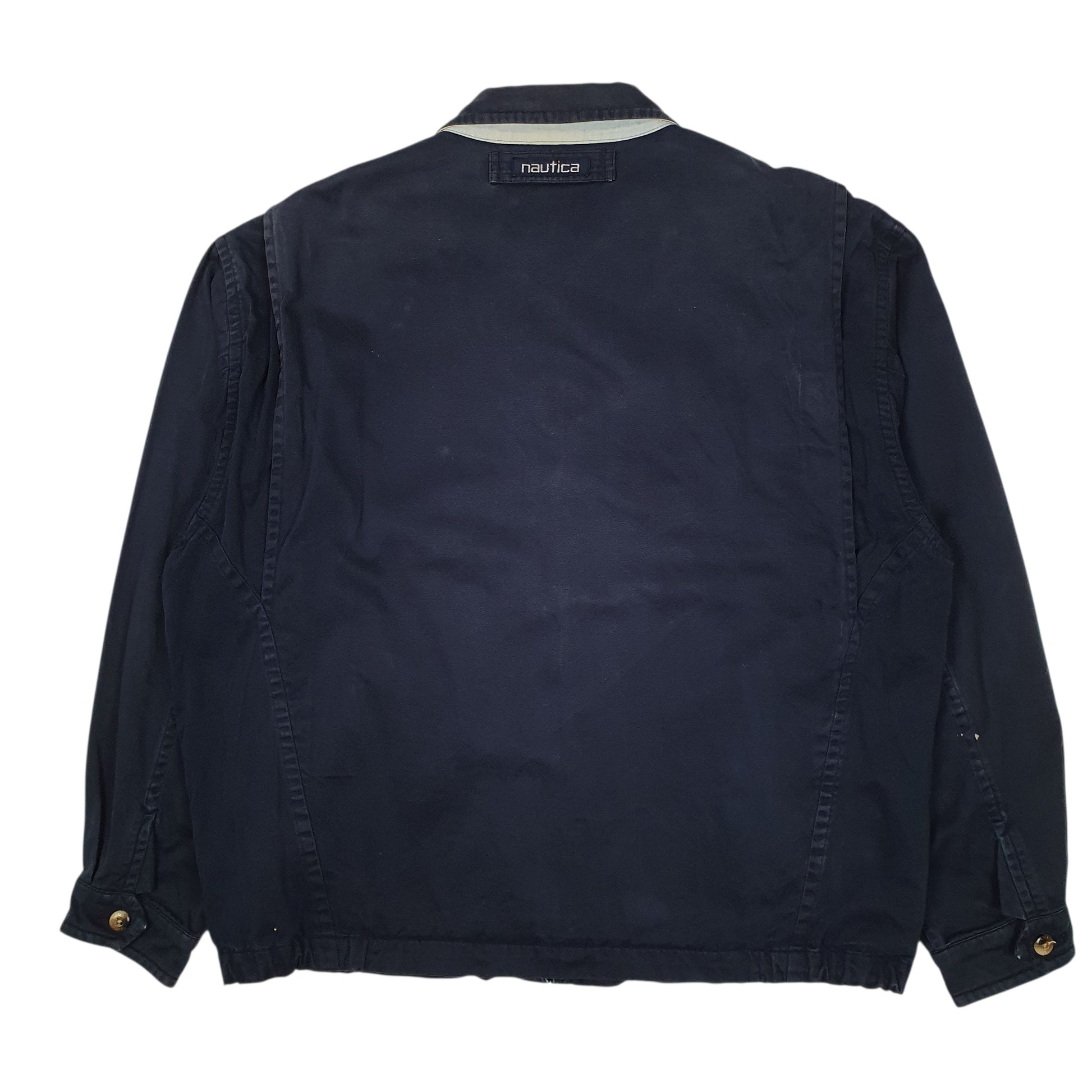 Mens Navy Nautica Vintage 90s Bomber Windbreaker Crewneck Coat