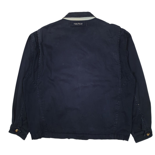 Mens Navy Nautica Vintage 90s Bomber Windbreaker Crewneck Coat
