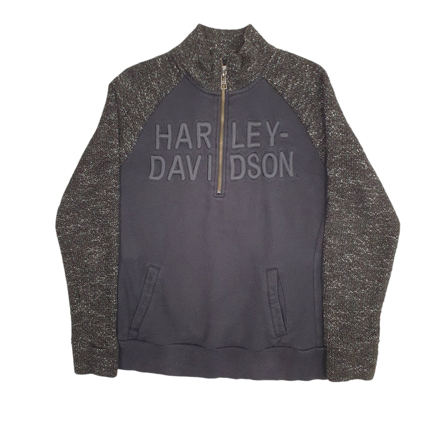 Womens Black Harley Davidson Motorcycles Quarter Zip Jumper