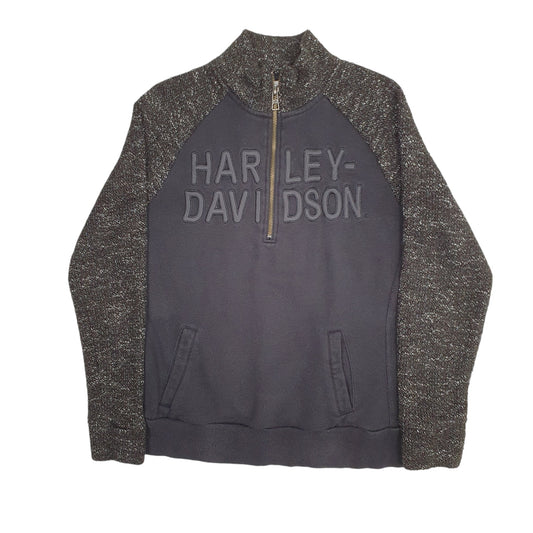Womens Black Harley Davidson Motorcycles Quarter Zip Jumper