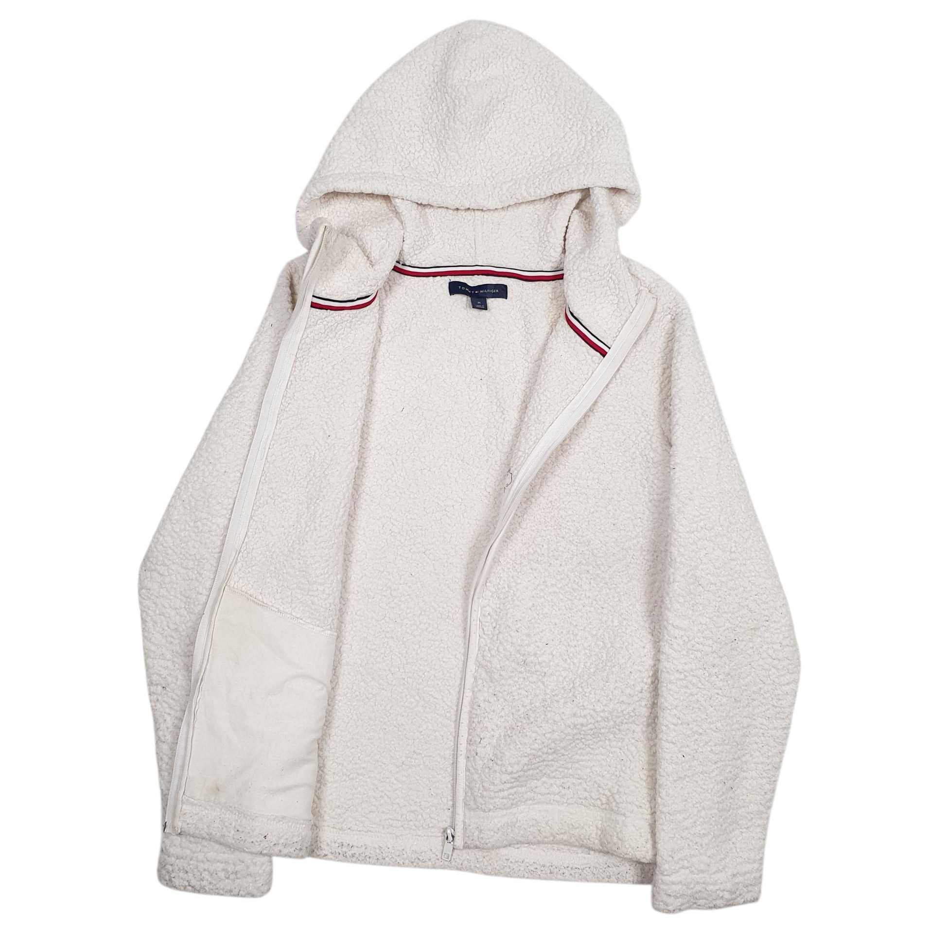 Womens White Tommy Hilfiger Sherpa Full Zip Jumper