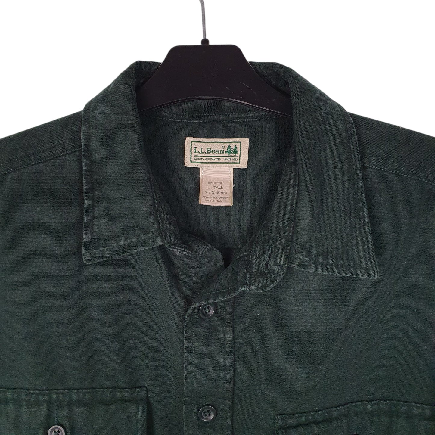Mens Green L.L.Bean Thick Chamois  Shirt