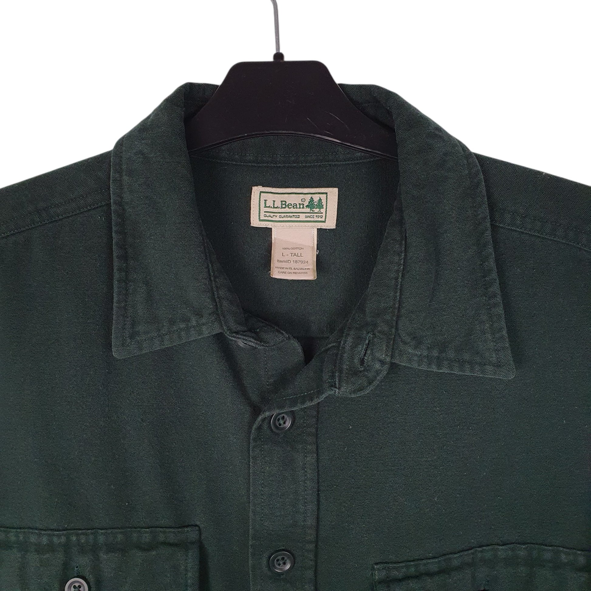 Mens Green L.L.Bean Thick Chamois  Shirt