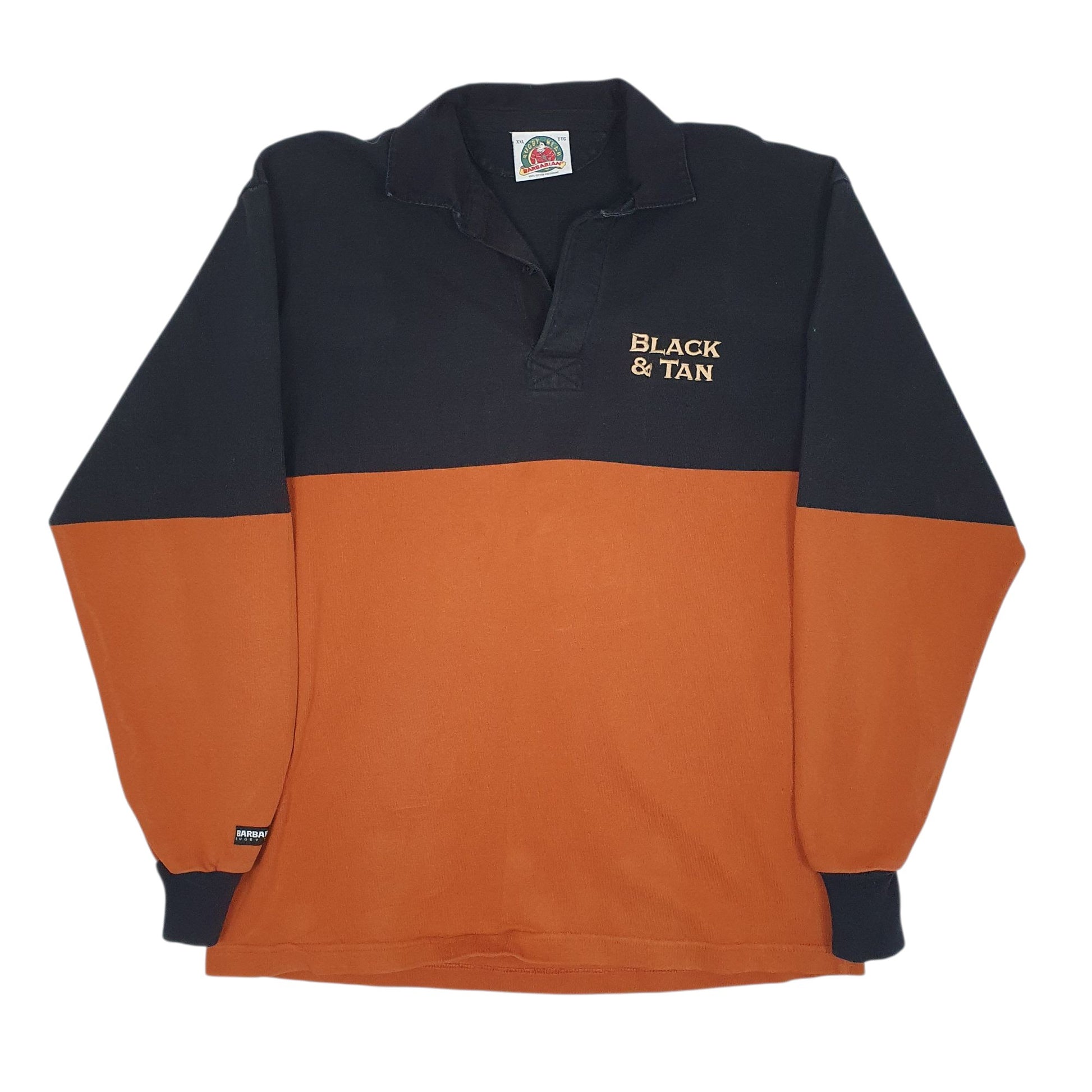 Mens Tan Barbarian Rugby Guinness Long Sleeve Polo Shirt