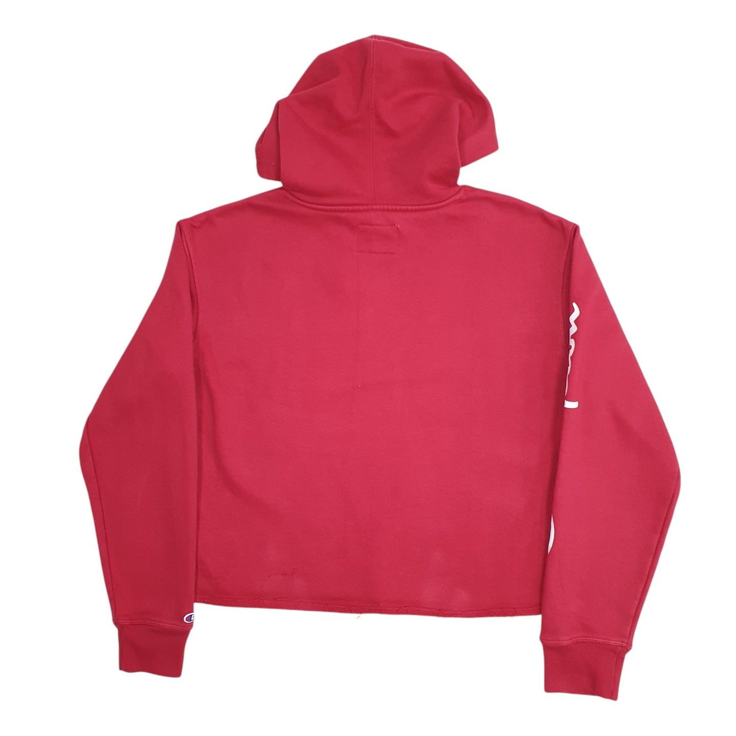 Womens Red Champion Crop Top Baggy Hoodie Jumper
