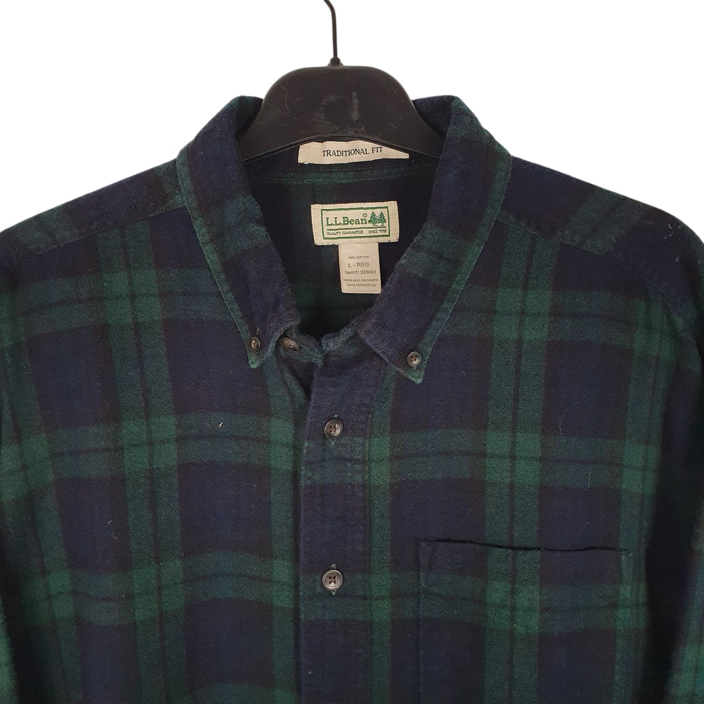Mens Navy L.L.Bean Thick Flannel Plaid  Shirt