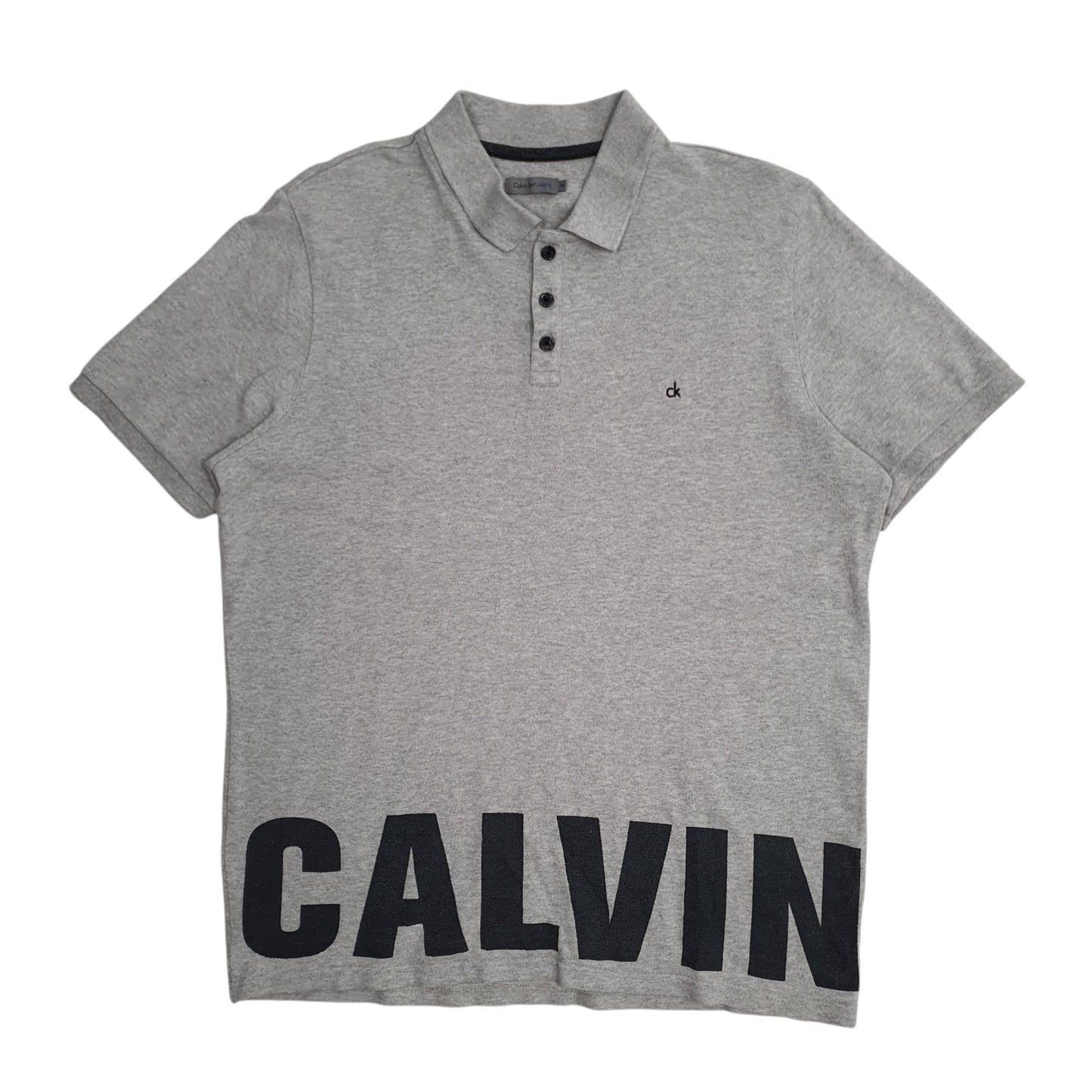 Mens Grey Calvin Klein  Short Sleeve Polo Shirt
