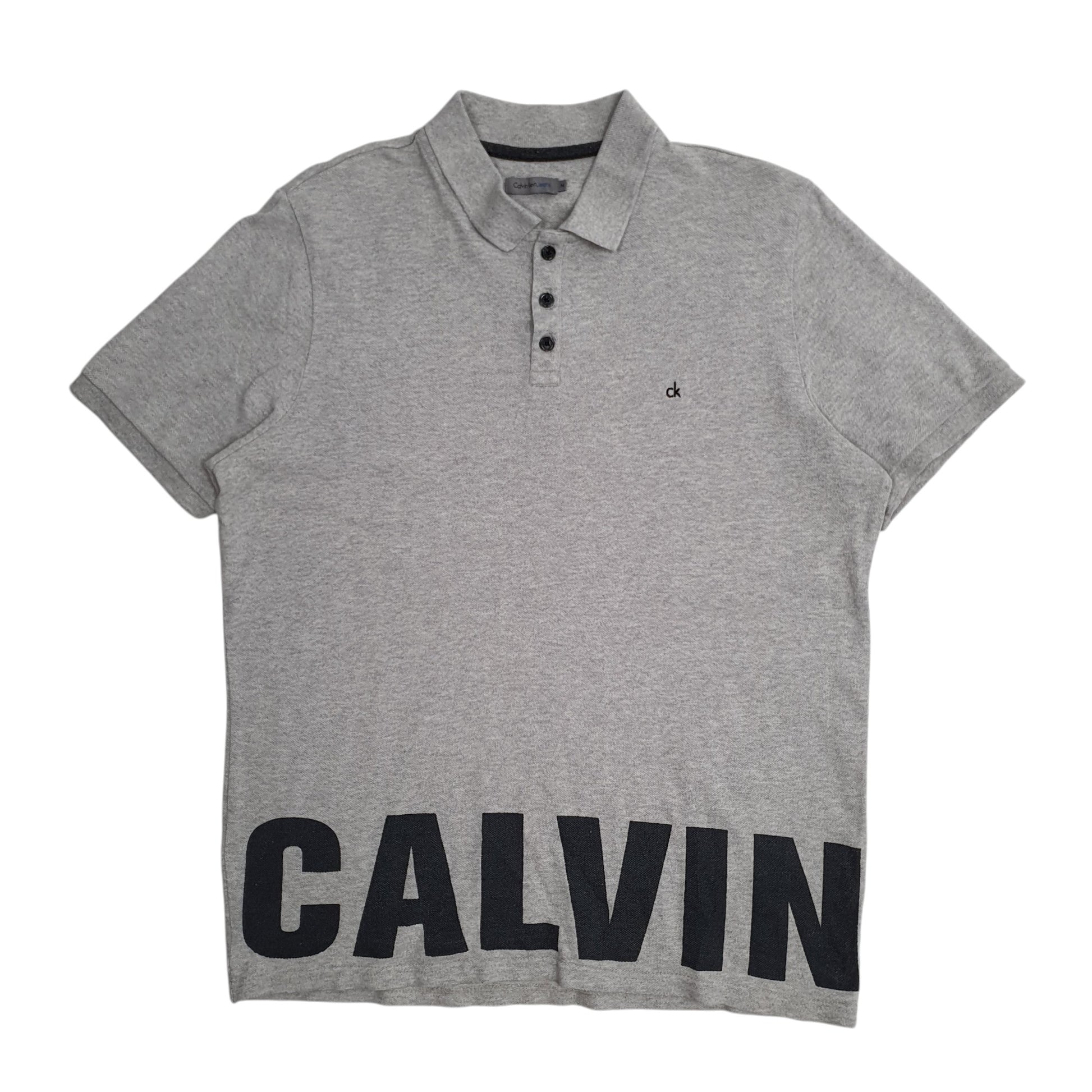 Mens Grey Calvin Klein  Short Sleeve Polo Shirt
