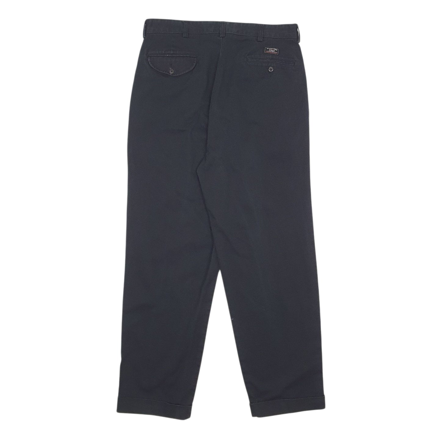 Mens Black Polo Ralph Lauren Hammond Pant Pleated 90s  Trousers