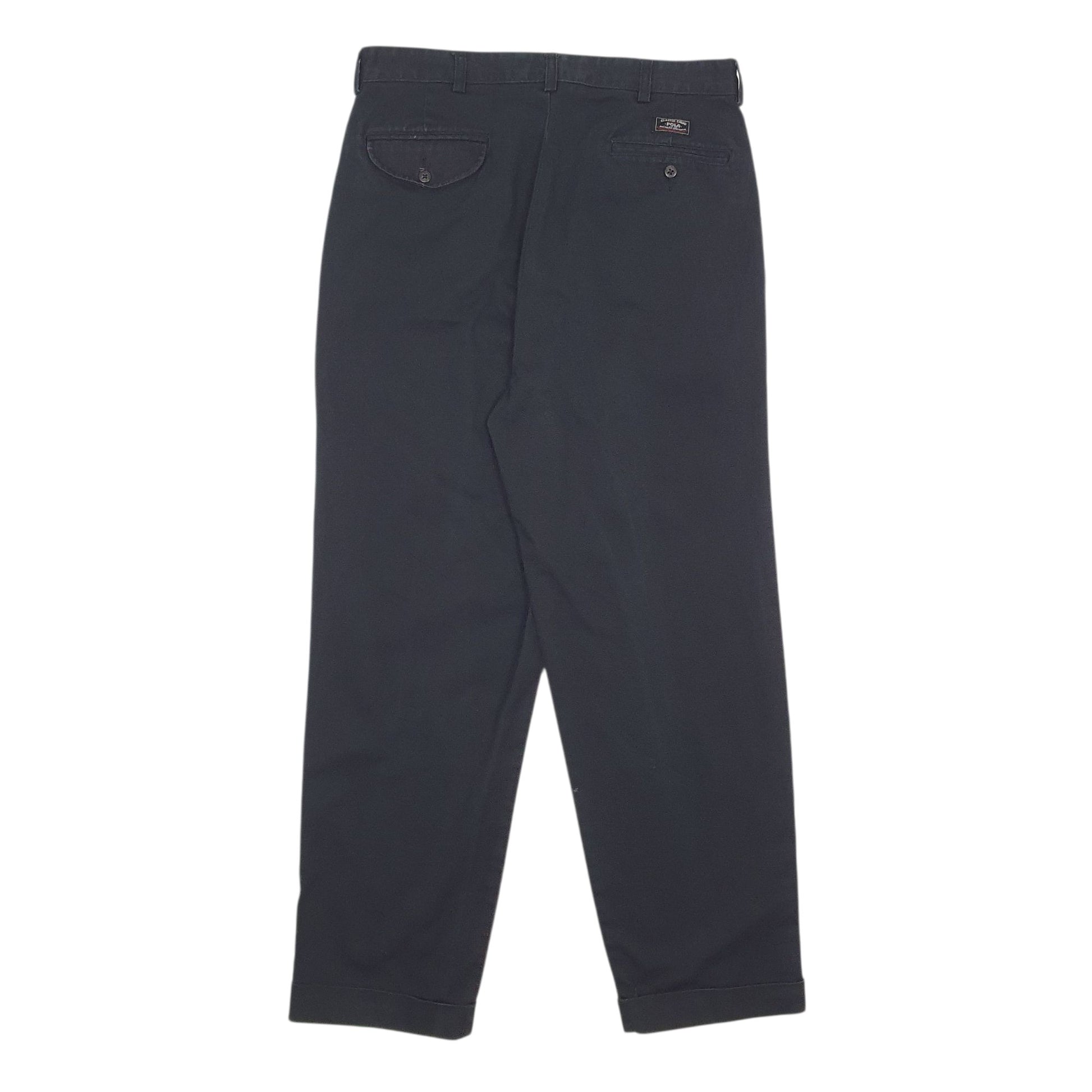 Mens Black Polo Ralph Lauren Hammond Pant Pleated 90s  Trousers