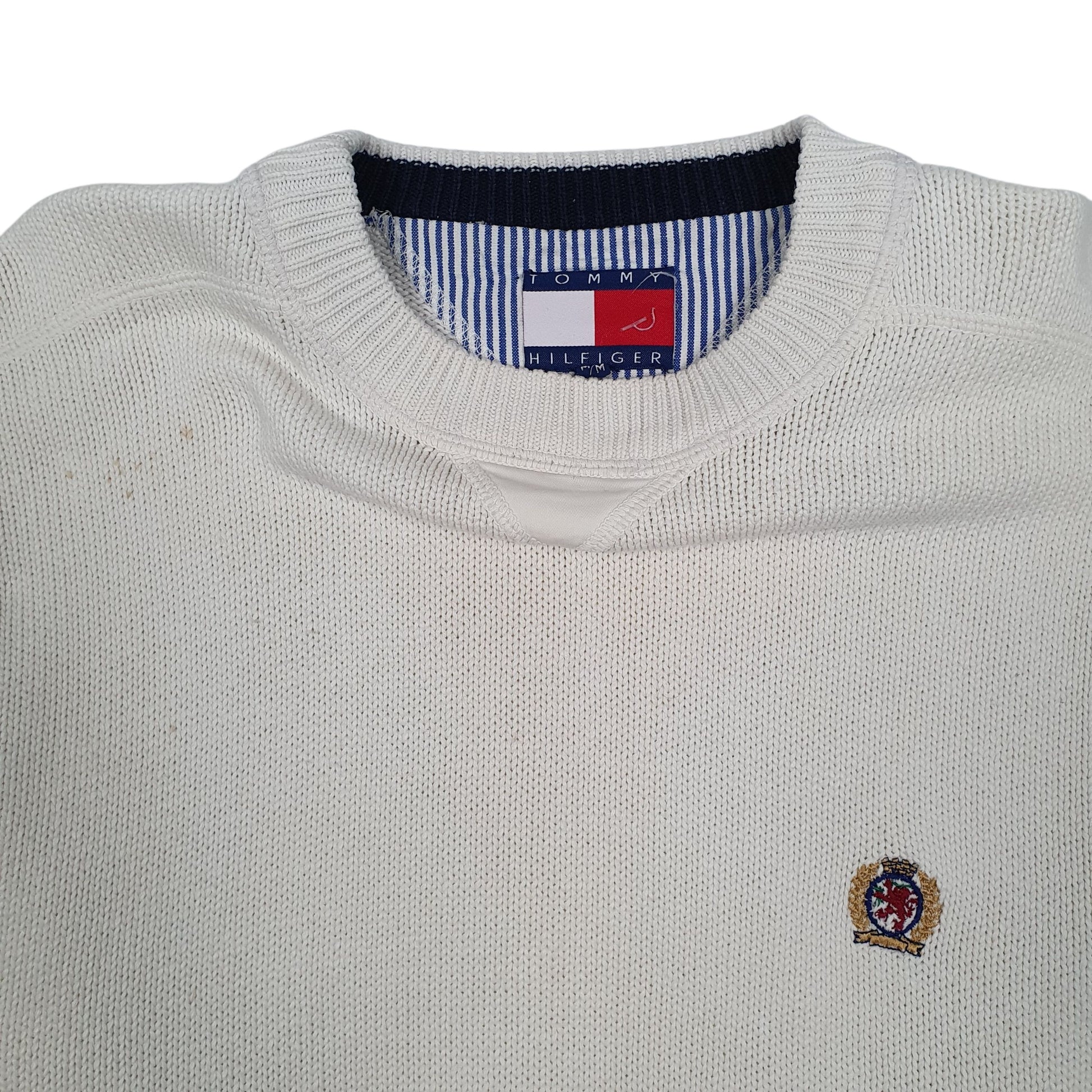 Mens Cream Tommy Hilfiger Heavy Knit Crewneck Jumper