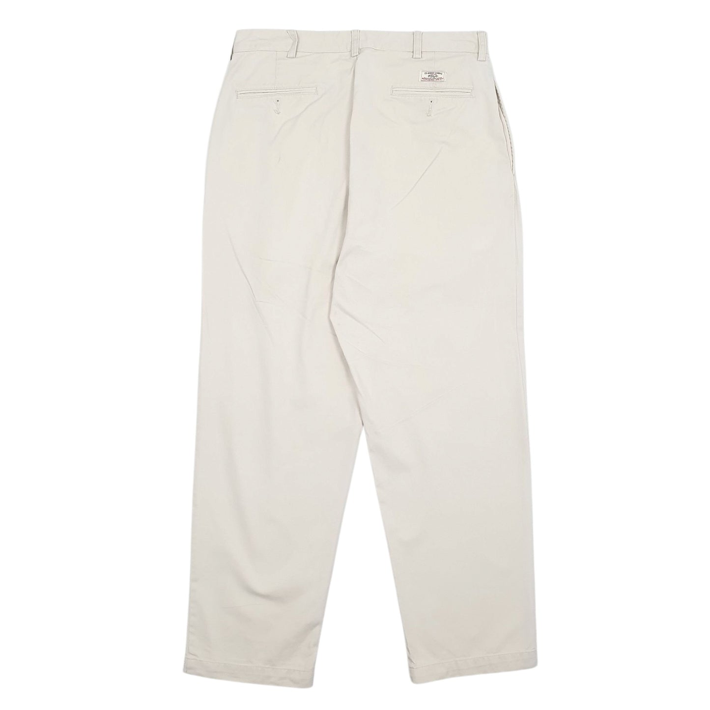 Mens Cream Polo Ralph Lauren Andrew Pant Double Pleated  Trousers