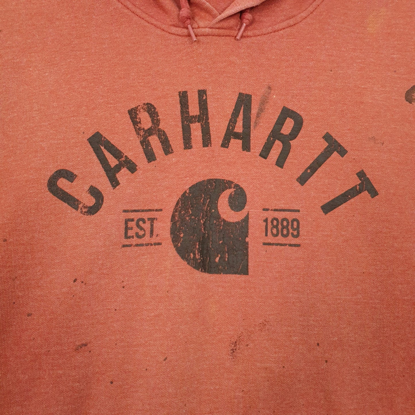 Mens Orange Carhartt Spellout Hoodie Jumper