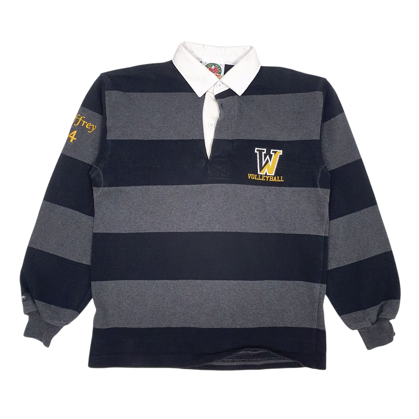 Mens Grey Barbarian Rugby Long Sleeve Polo Shirt