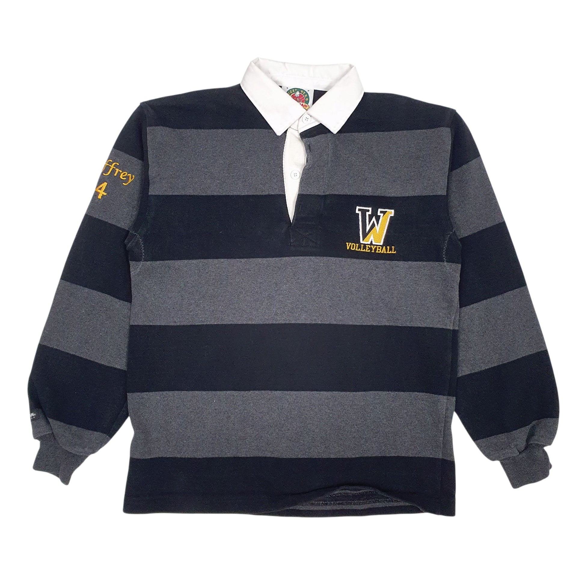 Mens Grey Barbarian Rugby Long Sleeve Polo Shirt